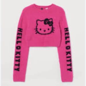 H&M Pink HELLO KITTY Sanrio Fuzzy Sweater Size MEDIUM